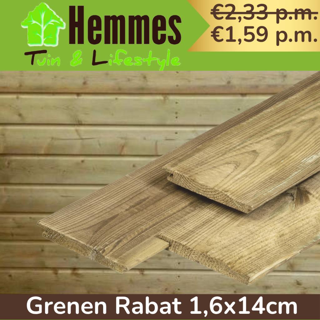 Grenen Overhangend Rabat – van €2,33 nu €1,59 per meter, Geïmpregneerd, Minder dan 25 mm, Grenen, Nieuw