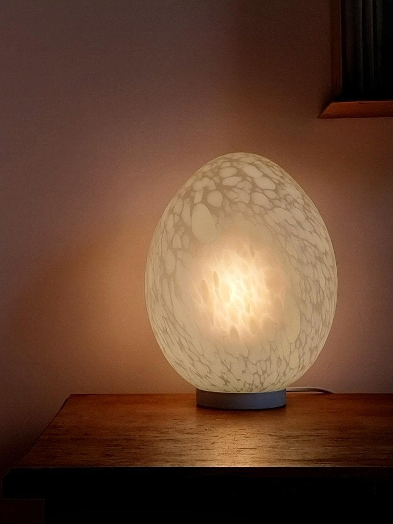 Vintage wit glazen tafellamp Murano stijl ei lamp, Ophalen of Verzenden
