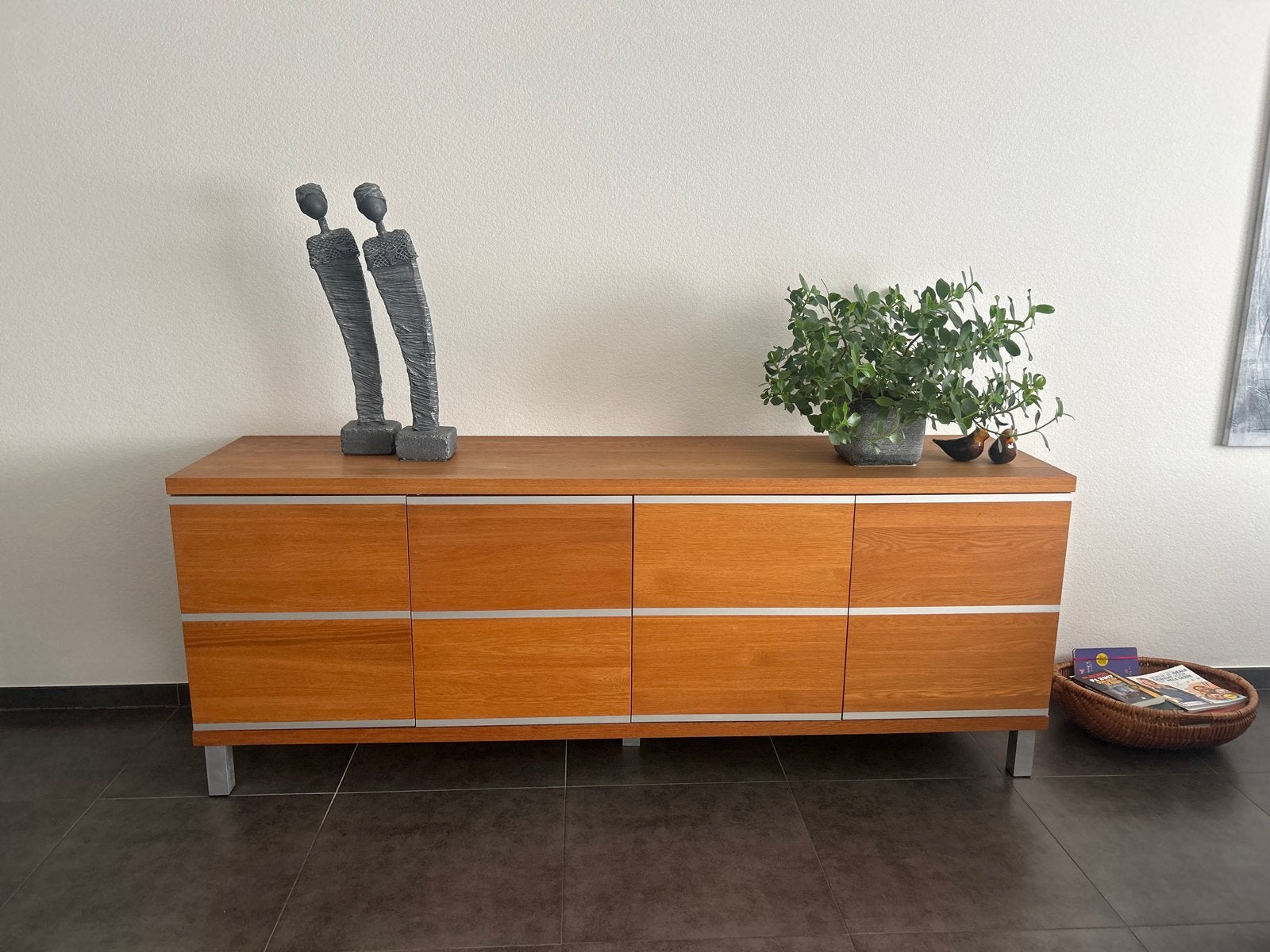 Gebruikt massief eiken dressoir 225x55x86cm, Huis en Inrichting, Ophalen, Gebruikt, Eikenhout, 200 cm of meer