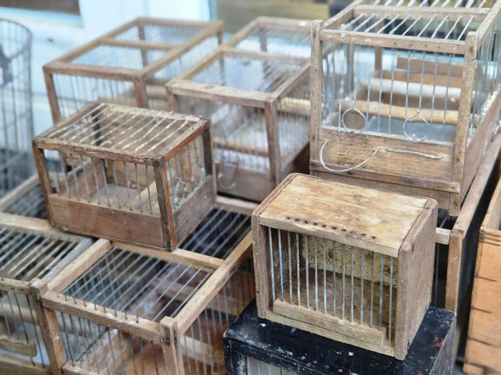 Partij Oude houten vogelkooitjes, transportkooitjes uit Belg, Ophalen of Verzenden