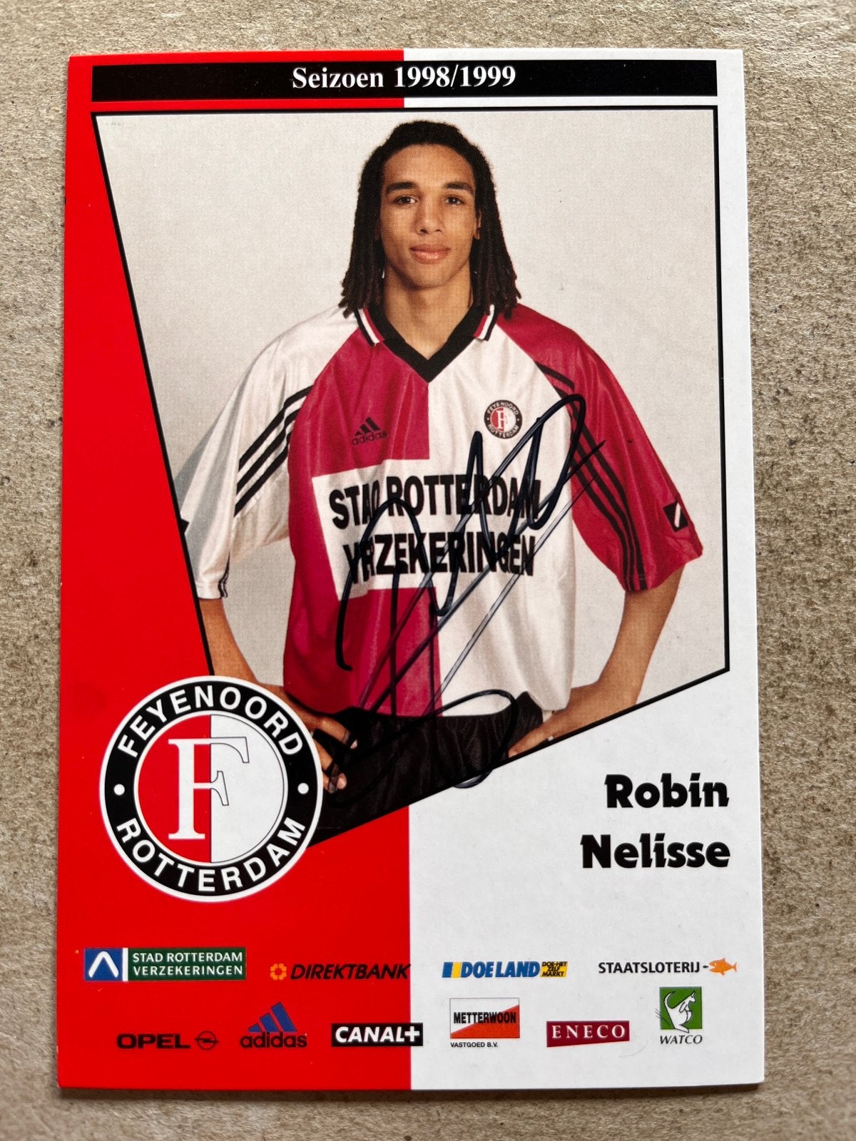 Feyenoord spelerskaart Nelisse met handtekening, Ophalen of Verzenden, Zo goed als nieuw, Feyenoord, Spelerskaart