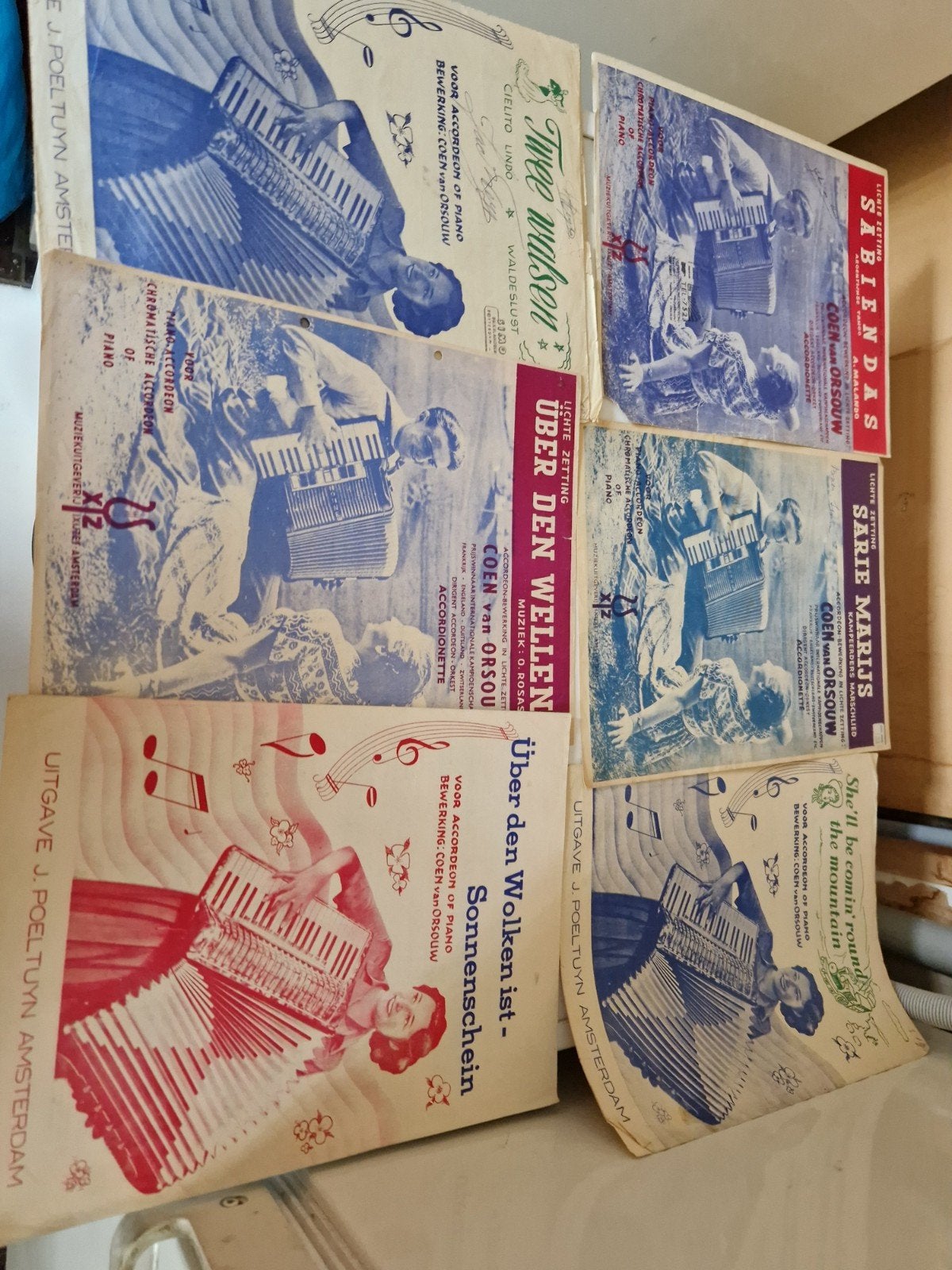 Vintage bladmuziek voor accordeon en piano, Gebruikt, Verzenden, Accordeon, Thema
