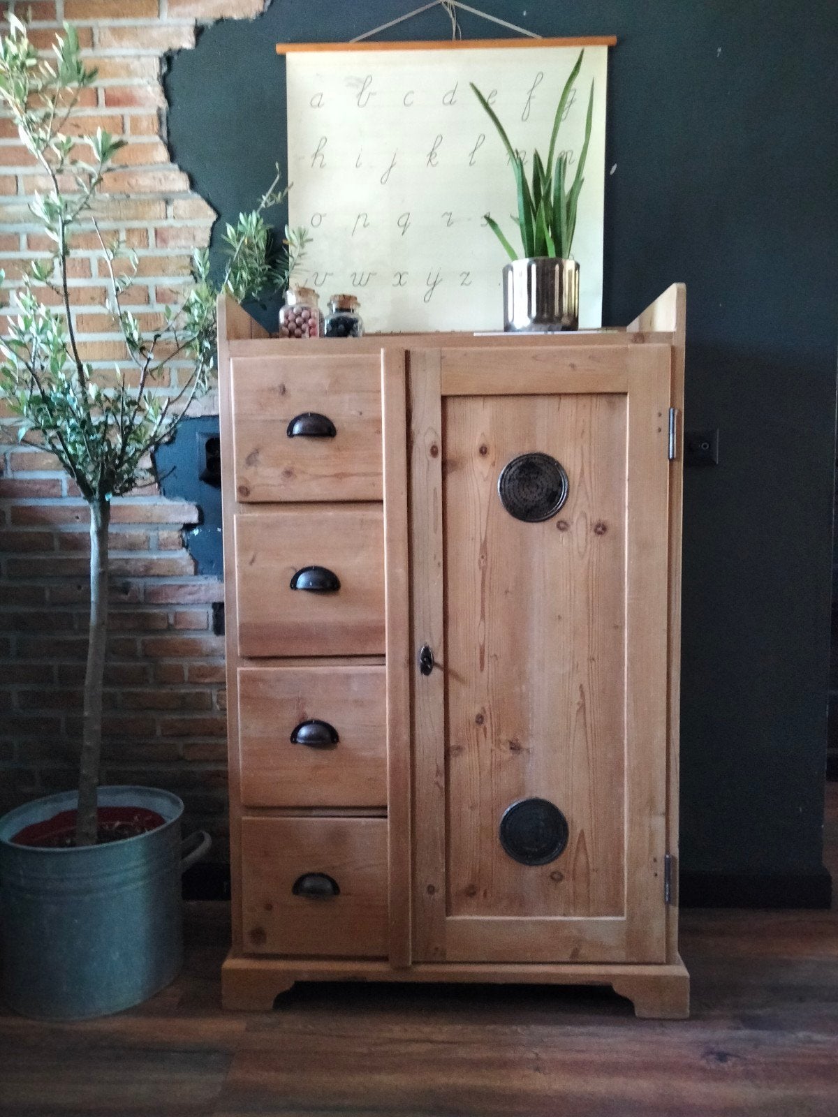 prachtige oud grenen brocante meidenkast spekkast ladekast, 5 laden of meer, Zo goed als nieuw, 25 tot 50 cm, 50 tot 100 cm