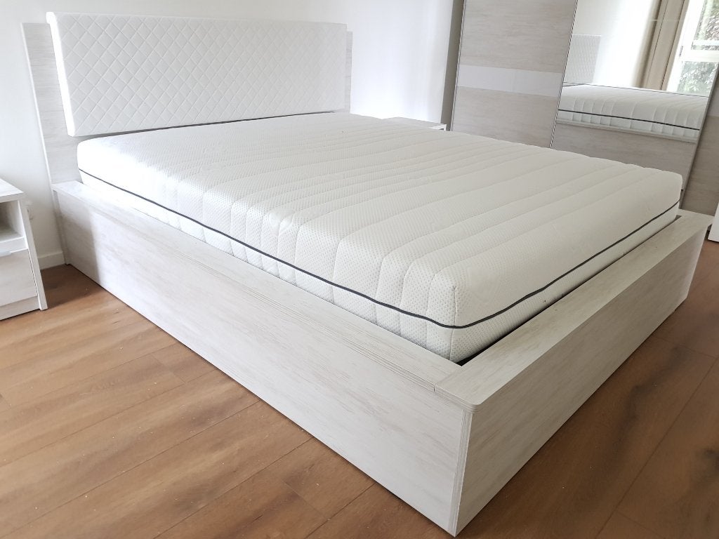 VOORRAAD Tweepersoonsbed 160x200 cm met opbergfunctie NIEUW, Overige materialen, Wit, Ophalen of Verzenden, 200 cm