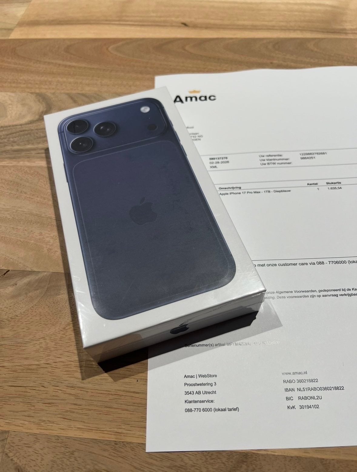 iPhone 17 Pro Max 1TB - Nieuw in doos, Telecommunicatie, Ophalen of Verzenden, Nieuw, 1 TB, IPhone 17 Pro Max