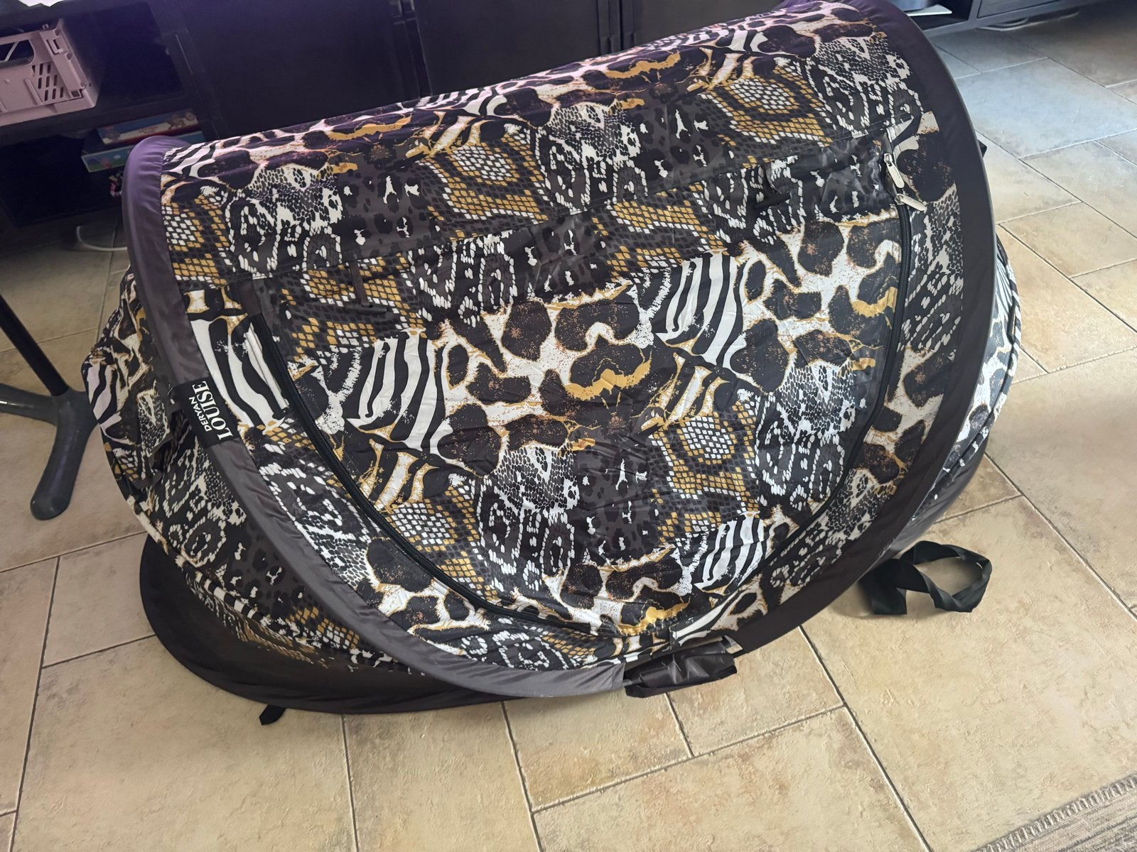 Deryan Peuter Luxe Reisbedje - Luipaardprint, Kinderen en Baby's, Babywiegjes en Ledikanten, Ophalen, Zo goed als nieuw, Reisbedje