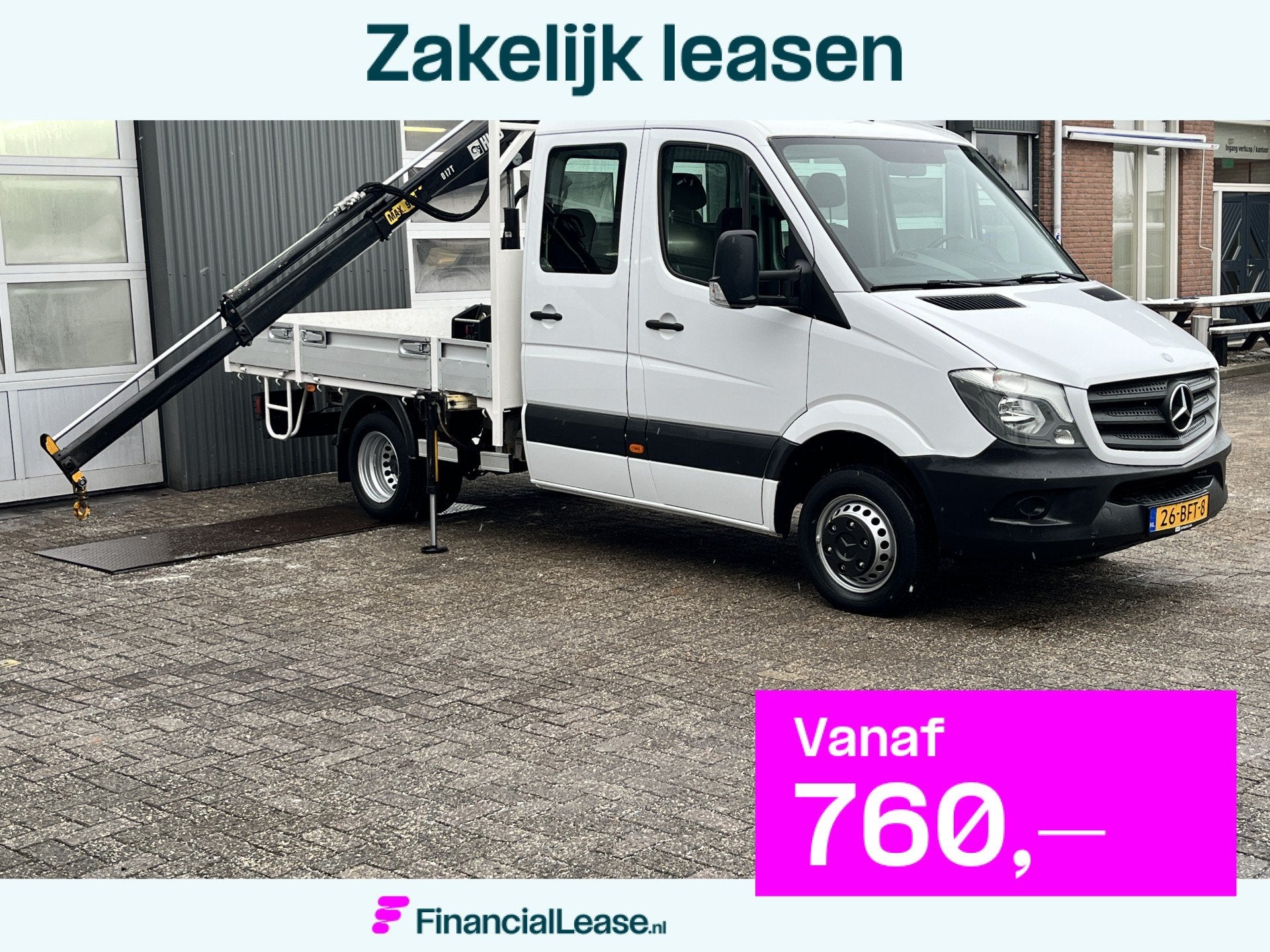 Mercedes-Benz Sprinter 513 cdi 130pk DC Laadkraan Hiab 017T, Stof, Gebruikt, 4 cilinders, Wit