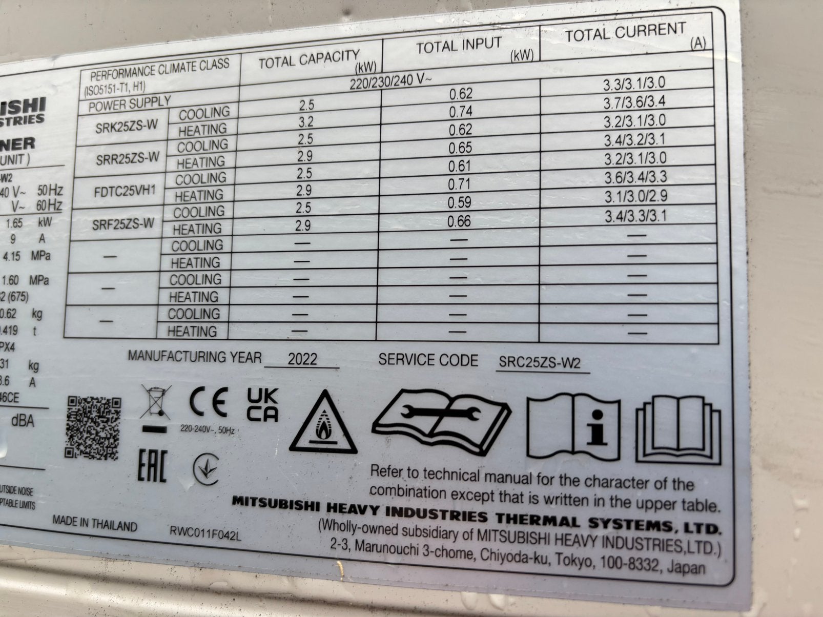 Gevraagd airco buitenunit Mitsubishi 2.5 kW, Witgoed en Apparatuur, Airco's, Ophalen, Zo goed als nieuw, Wandairco, 3 snelheden of meer