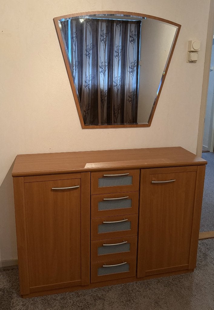 Dressoir / kaptafel met spiegel, Huis en Inrichting, Ophalen, Gebruikt, 100 tot 150 cm, Met lade(s)