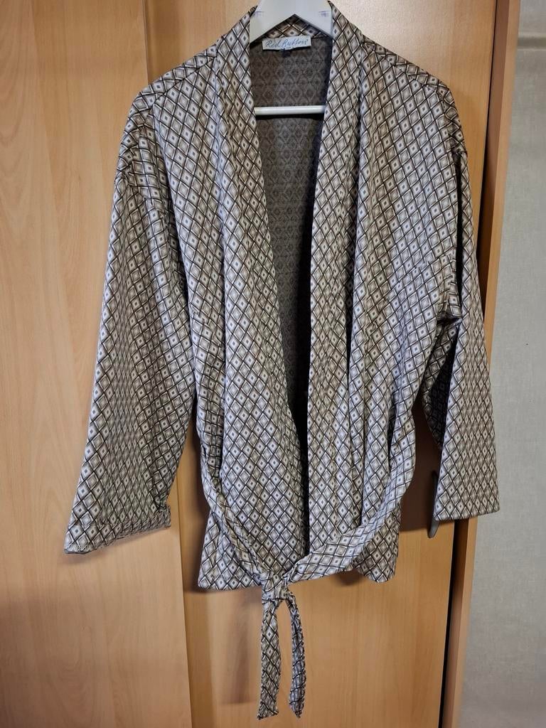Red Button Kimono-stijl Blouse met Geometrisch Patroon, Bruin, Maat 46/48 (XL) of groter, Ophalen of Verzenden, Zo goed als nieuw
