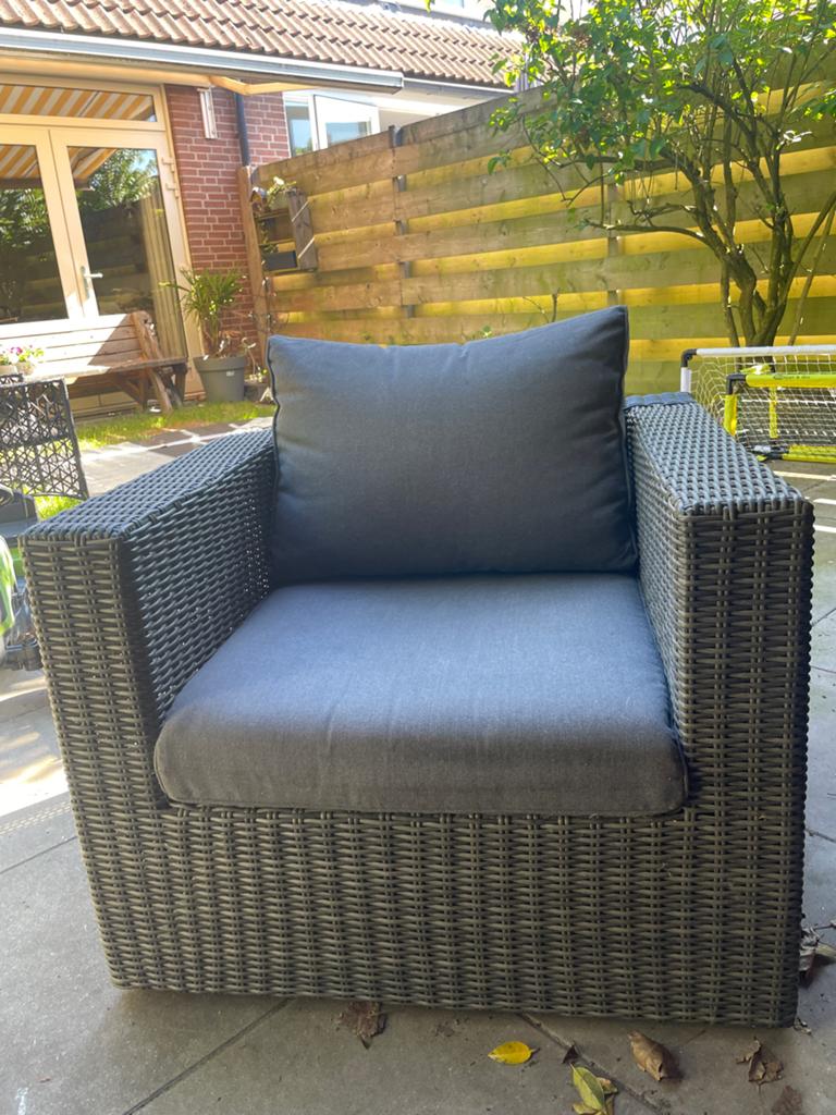 Comfortabele weerbestendige lounge stoel, Zo goed als nieuw, Wicker, Stoel, Tuinset