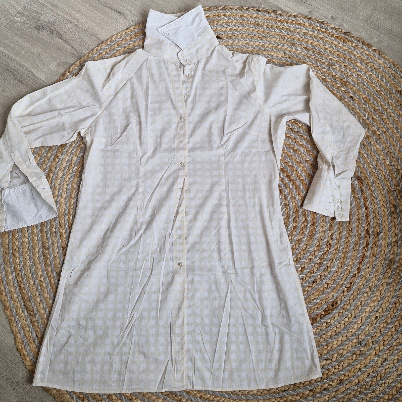 R2 Westbrook Blouse met Ruitpatroon - Maat 44, R2 Westbrook, Wit, Maat 42/44 (L), Ophalen of Verzenden
