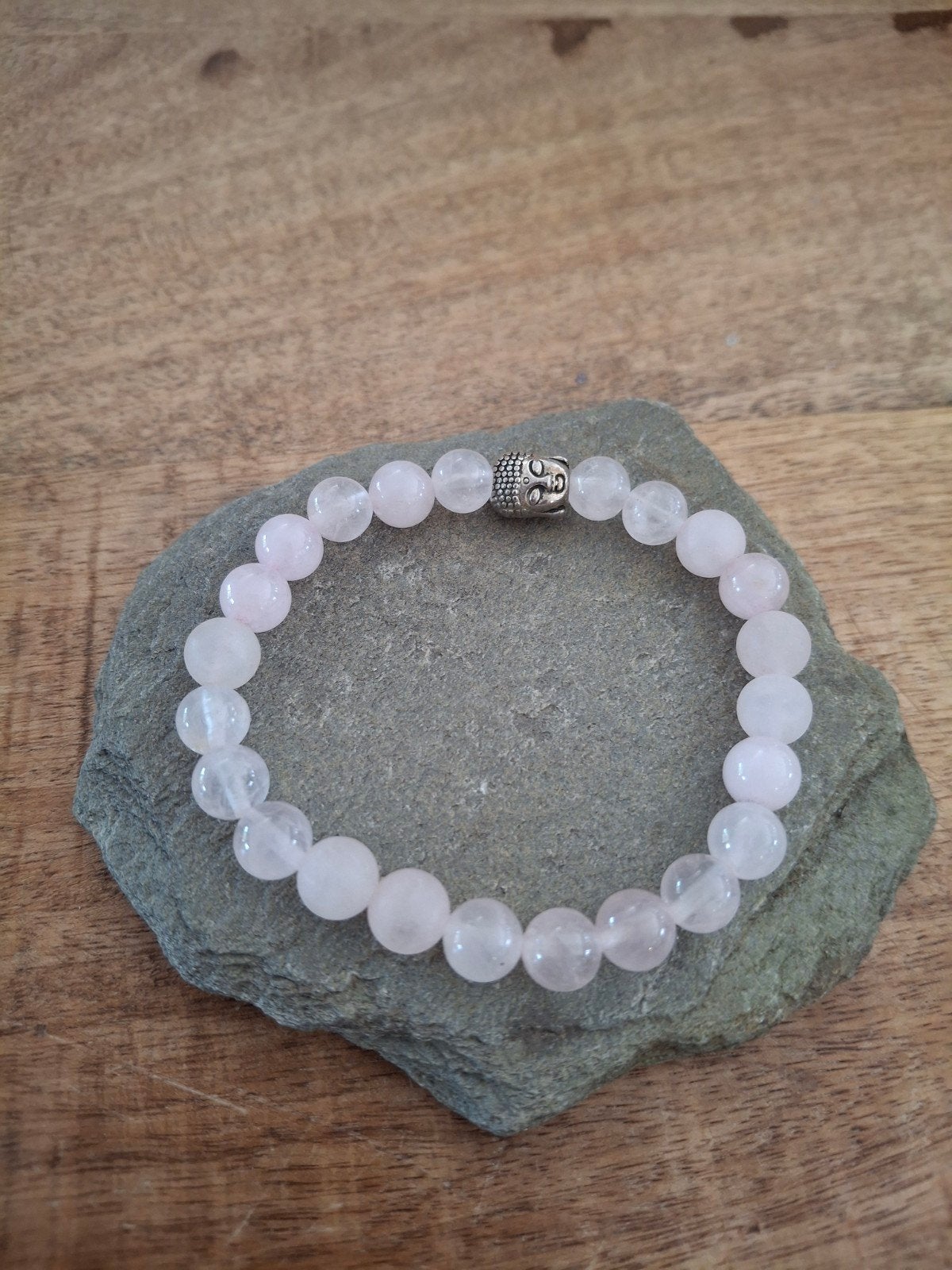 Rozenkwarts natuurkralen armband, Overige materialen, Met bedels of kralen, Nieuw, Ophalen of Verzenden