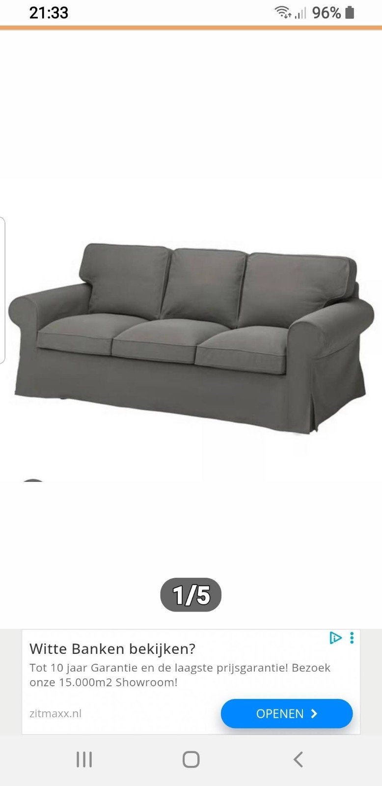 Hoezen voor driezits Bank Ektorp Ikea, Ophalen, Gebruikt, Driepersoons, 75 tot 100 cm
