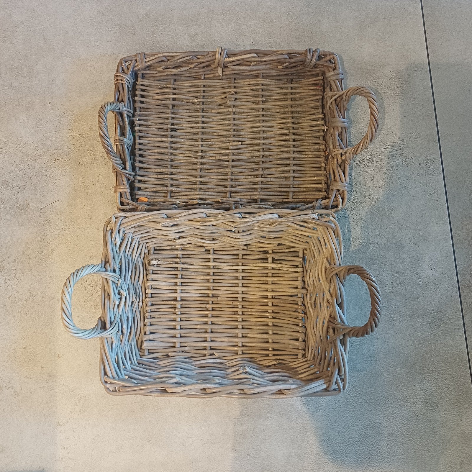 Set van 2 rieten mandjes met handvatten, Ophalen, Gebruikt, Mand, Gevlochten