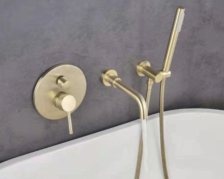 KORTING! Inbouw badkraan, goud, ronde afwerking, Haldur, Huis en Inrichting, Ophalen of Verzenden, Nieuw