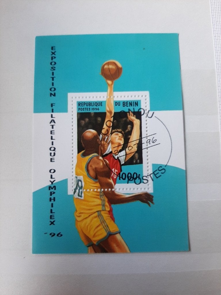 Benin 1996, Olymphilex Basketbal, Ophalen of Verzenden, Gestempeld, Sport