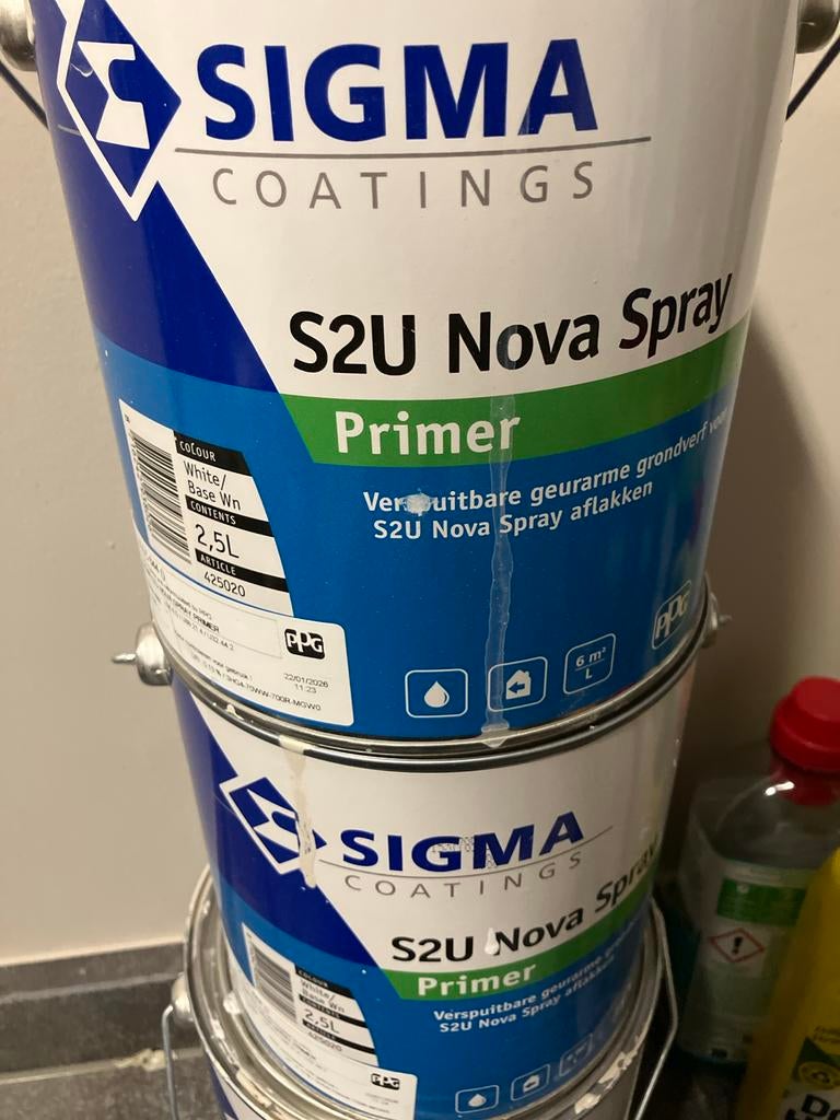 Sigma S2U Nova Spray Primer 2,5L White Base Wn, Ophalen, Wit, Nieuw, Verf