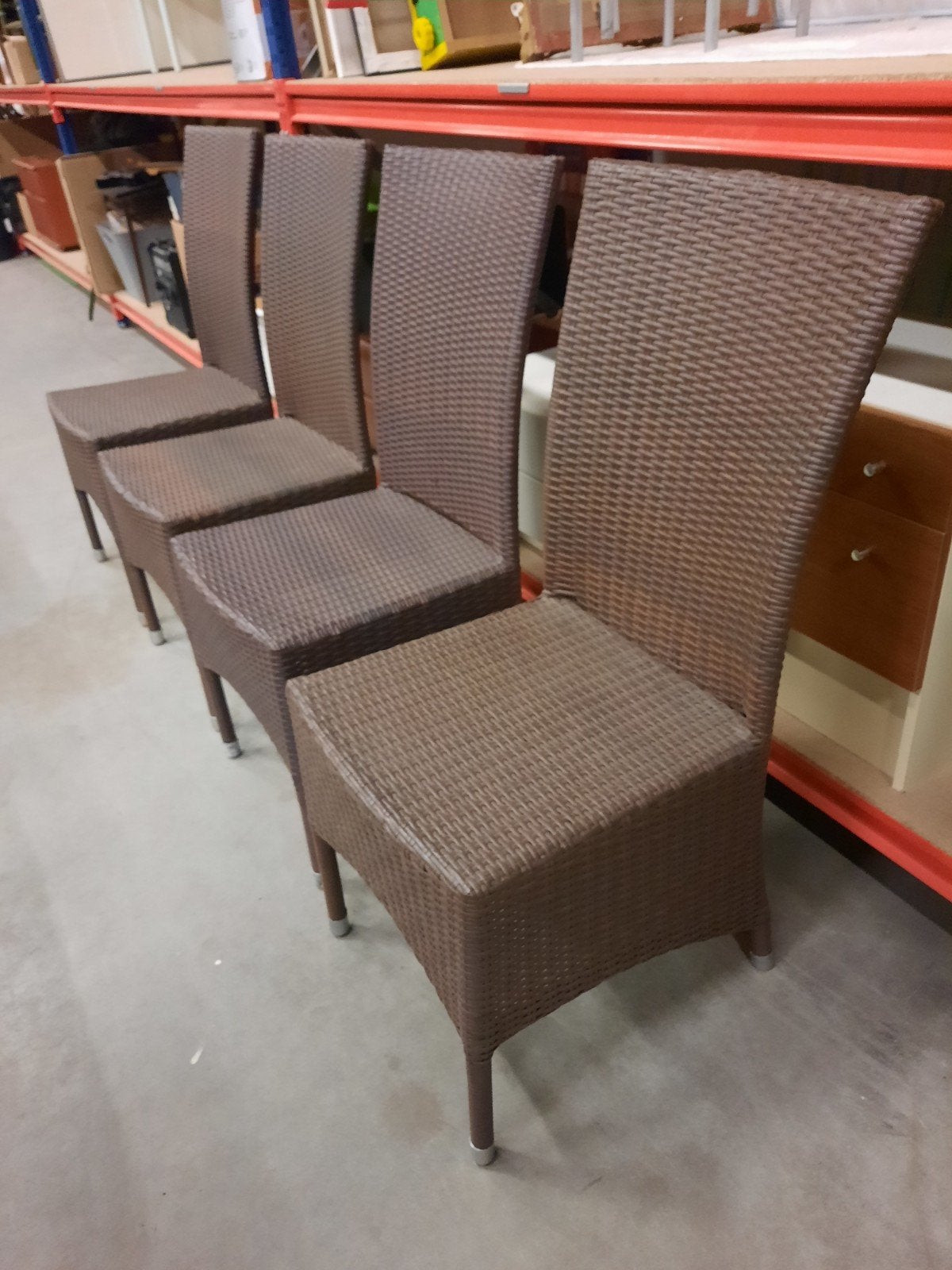 4 lichtgew. tuinstoelen met gevlochten kunststof bekleding, Ophalen, Gebruikt, Kunststof