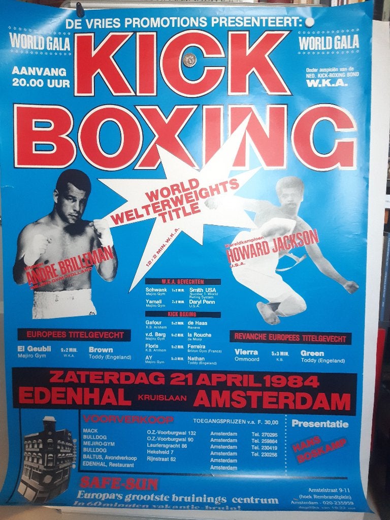 Originele poster Kickboxing Amsterdam Edenhal Amsterdam, Verzamelen, Ophalen of Verzenden, A1 t/m A3, Film en Tv, Rechthoekig Staand