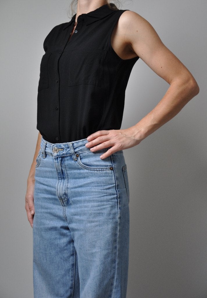 top 34, blouse xs, dameskleding xs, H&M, Zwart, Nieuw, Ophalen of Verzenden