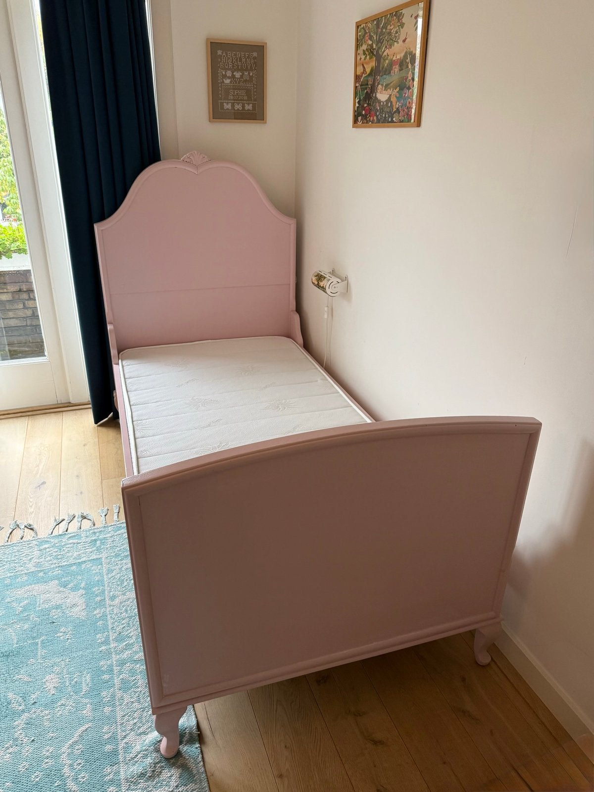 Brocante bed met matras, Ophalen, 90 cm, Zo goed als nieuw, 200 cm