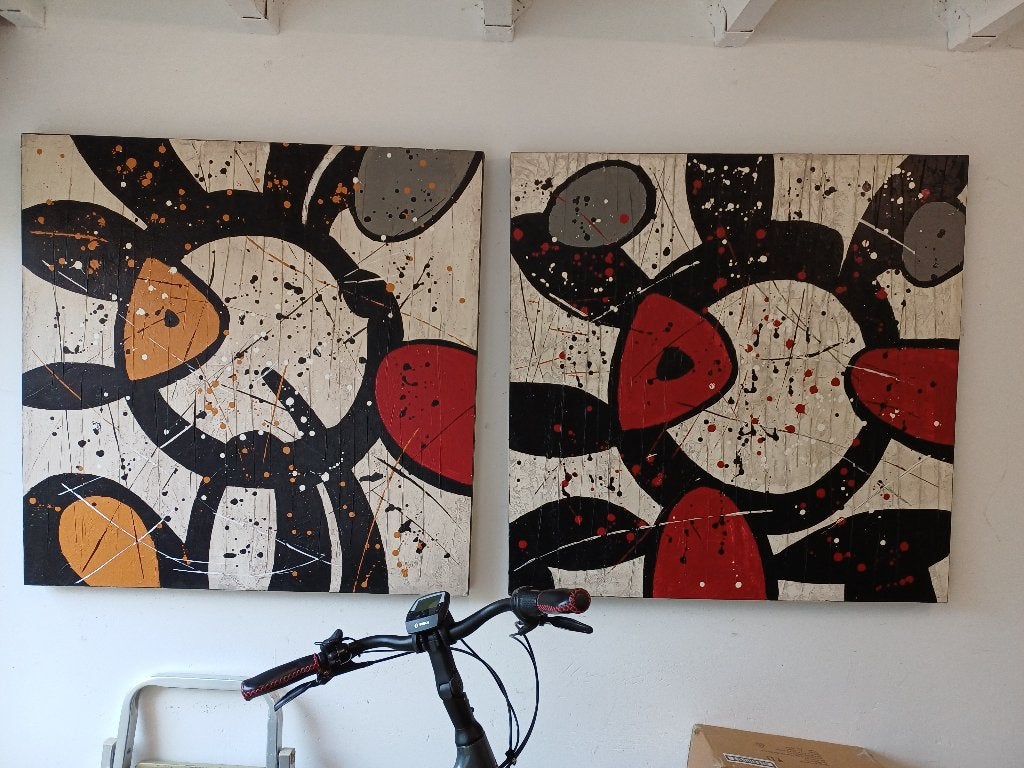 Moderne schilderijen, Ophalen, Abstract, Op houten frame, Olieverf