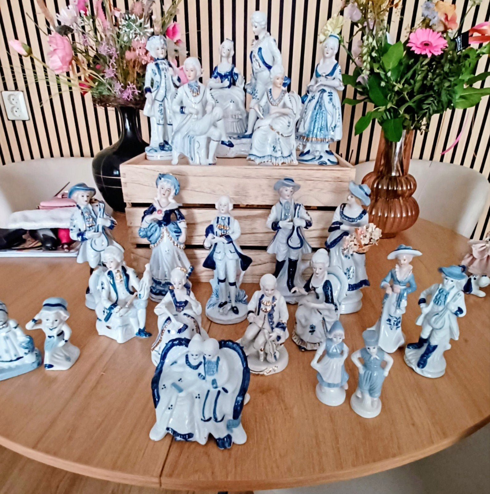 Blauw witte Porseleinen beelden 21 stuks., Ophalen of Verzenden, Zo goed als nieuw, Porselein, Beeldje(s)