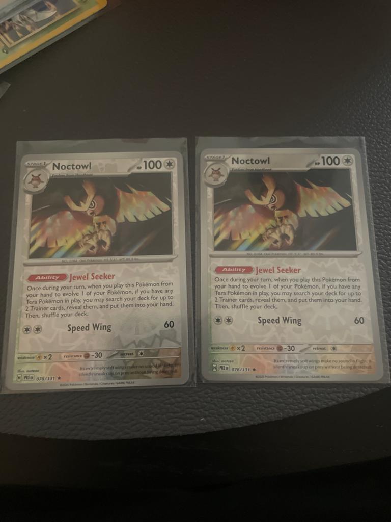 2x Noctowl Pokémon Kaart - Zo goed als nieuw, Ophalen of Verzenden, Zo goed als nieuw, Meerdere kaarten