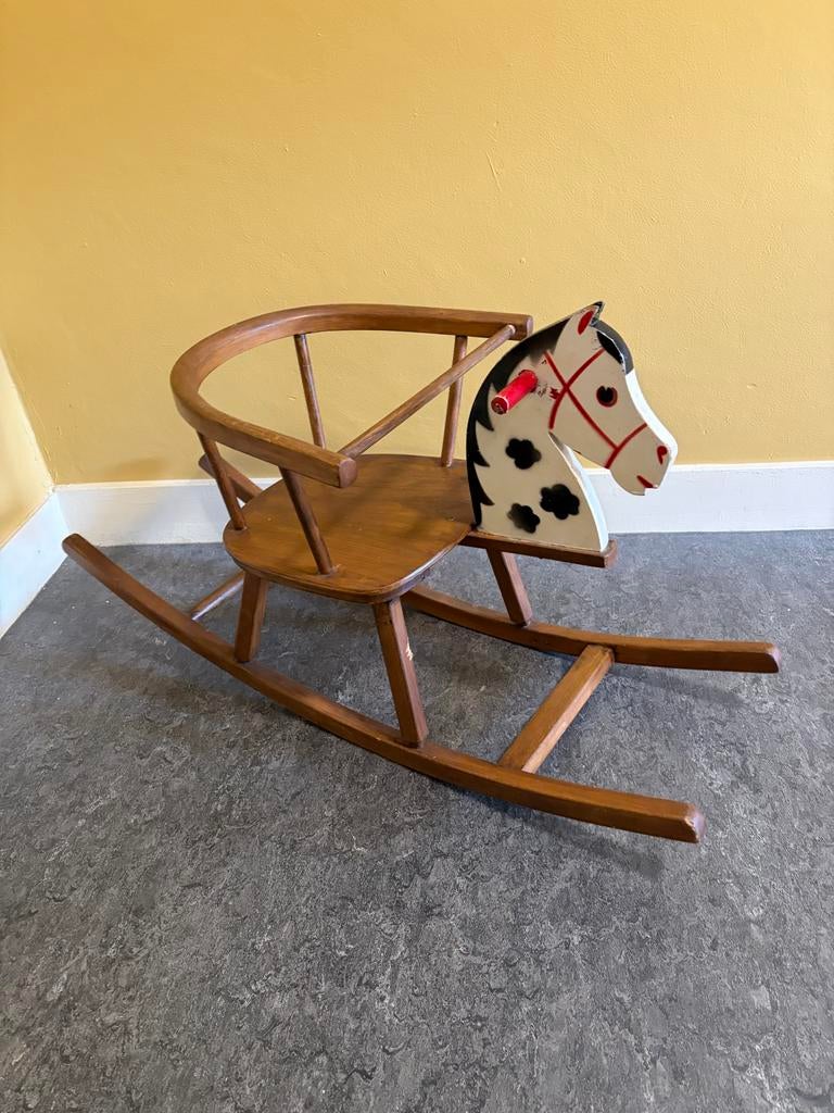 Vintage houten hobbelpaard, merk Herlag, Ophalen, Gebruikt