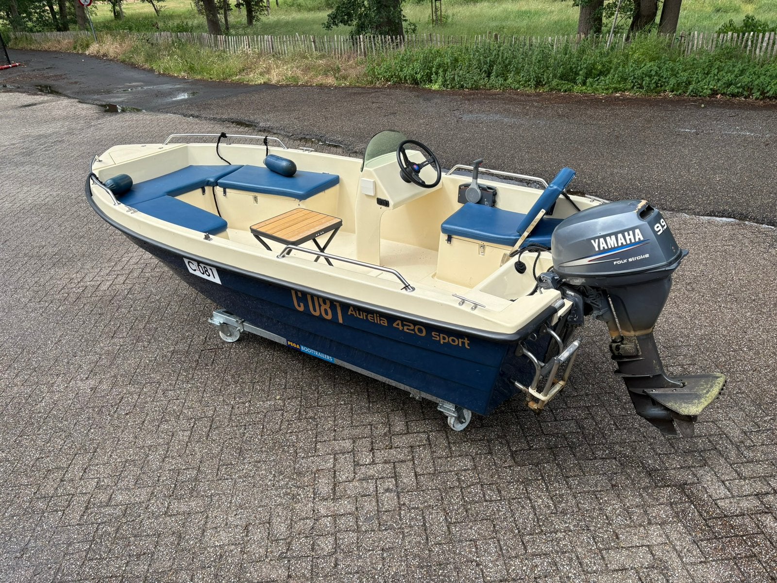 Mooie aurelia 420 sport console incl Yamaha 9.9pk vaarklaar, Ophalen, Gebruikt, Viertaktmotor, Buitenboordmotor