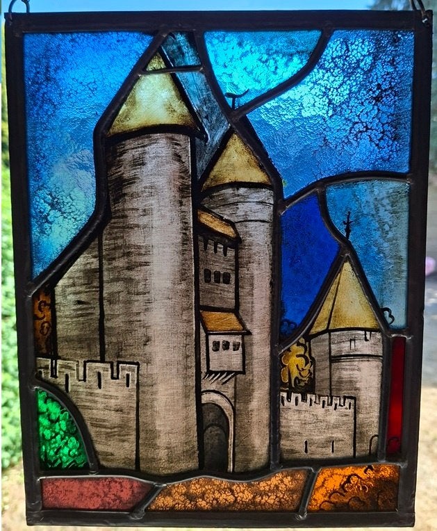 Glas-in-lood raampaneel Helpoort Maastricht - Hubert Felix, Antiek en Kunst, Antiek | Glas en Kristal, Ophalen of Verzenden