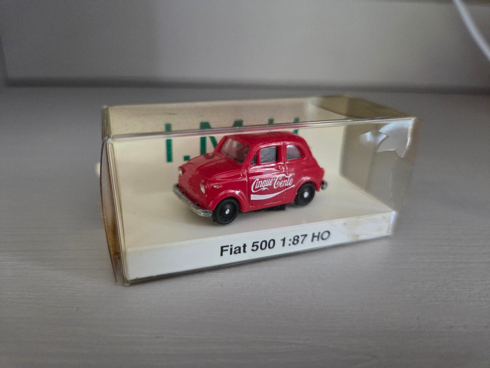 IMU Fiat 500 1:87 HO Modelauto - Rood "Cinque Cento", Ophalen of Verzenden, Zo goed als nieuw, Auto
