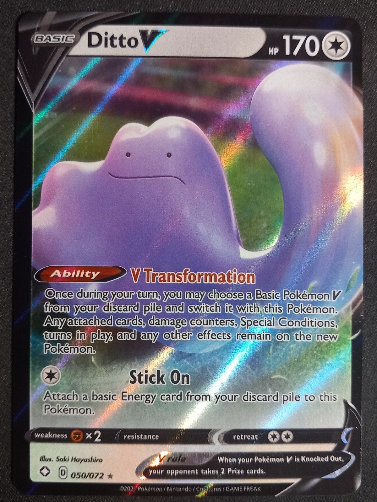 Pokemon Ditto V 050/072 Shining Fates Ultra Rare NM, Verzenden, Zo goed als nieuw, Losse kaart, Foil