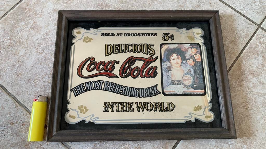 Te koop: Coca Cola Spiegel., Ophalen, Rechthoekig, Minder dan 50 cm, Minder dan 100 cm