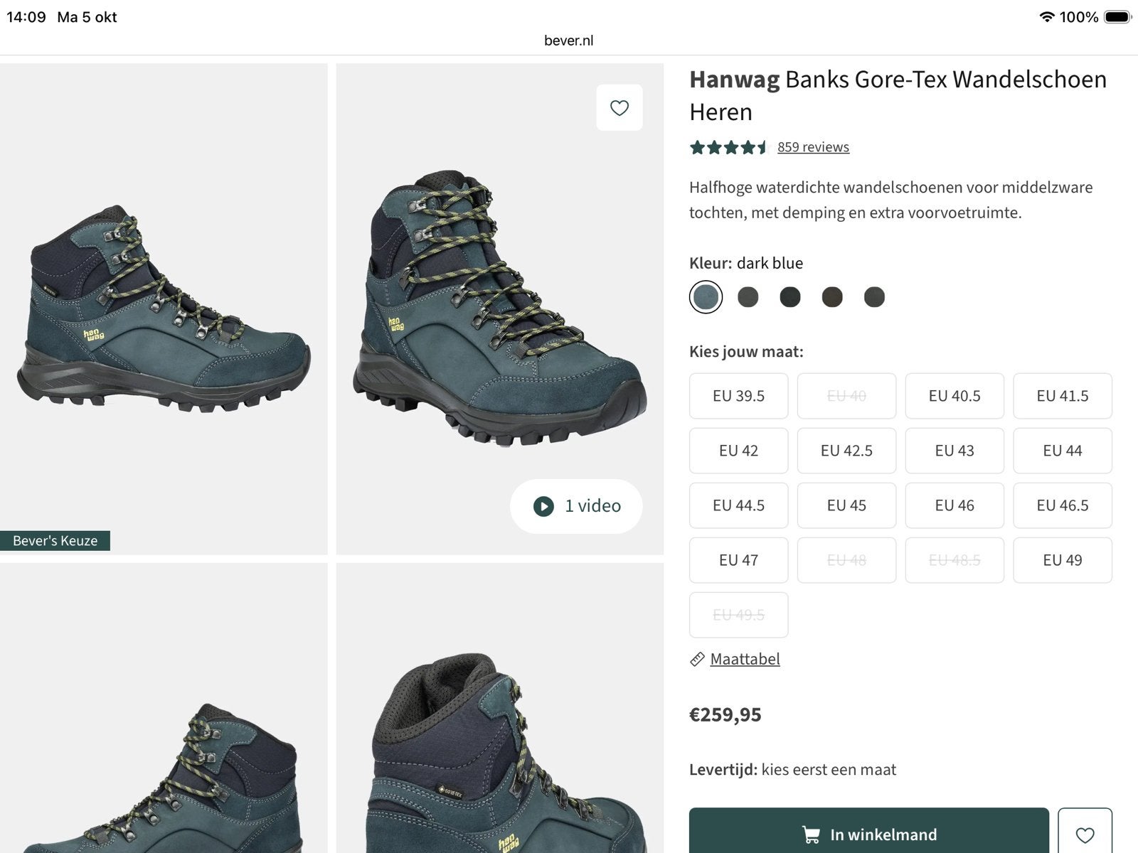 Hanwag bergschoenen Banks maat 42, Ophalen of Verzenden, Zo goed als nieuw, Schoenen