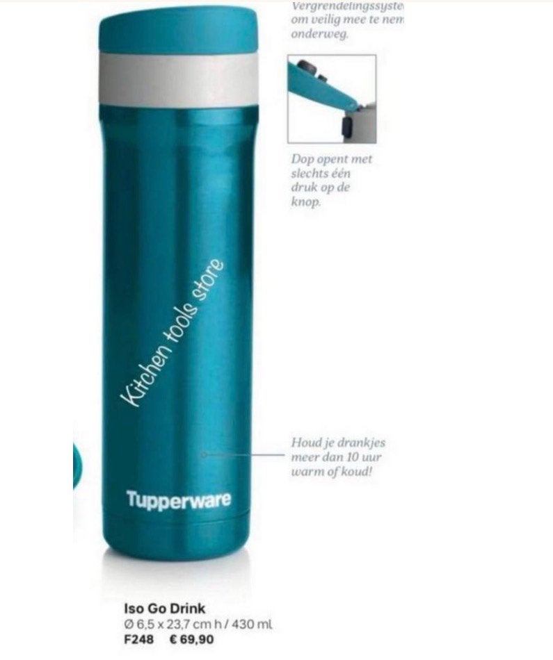 Tupperware Iso go drink Thermoskan isoleer beker 430 ml, Ophalen of Verzenden, Nieuw, Overige typen