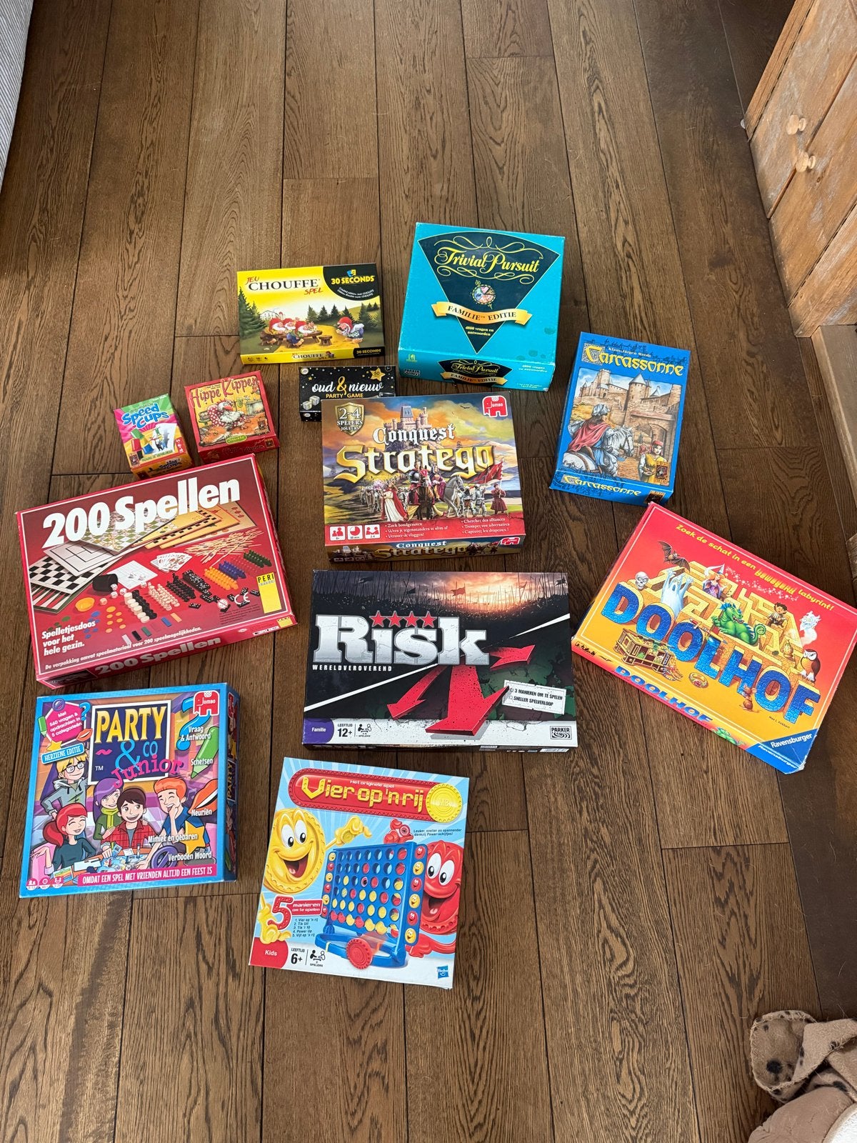 Grote collectie bordspellen: Risk, Stratego, Trivial Pursuit, Een of twee spelers, Ophalen, Gebruikt