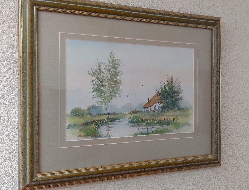 Aquarel van Jan Thiele, Ophalen, Origineel werk, Doek, Realistisch