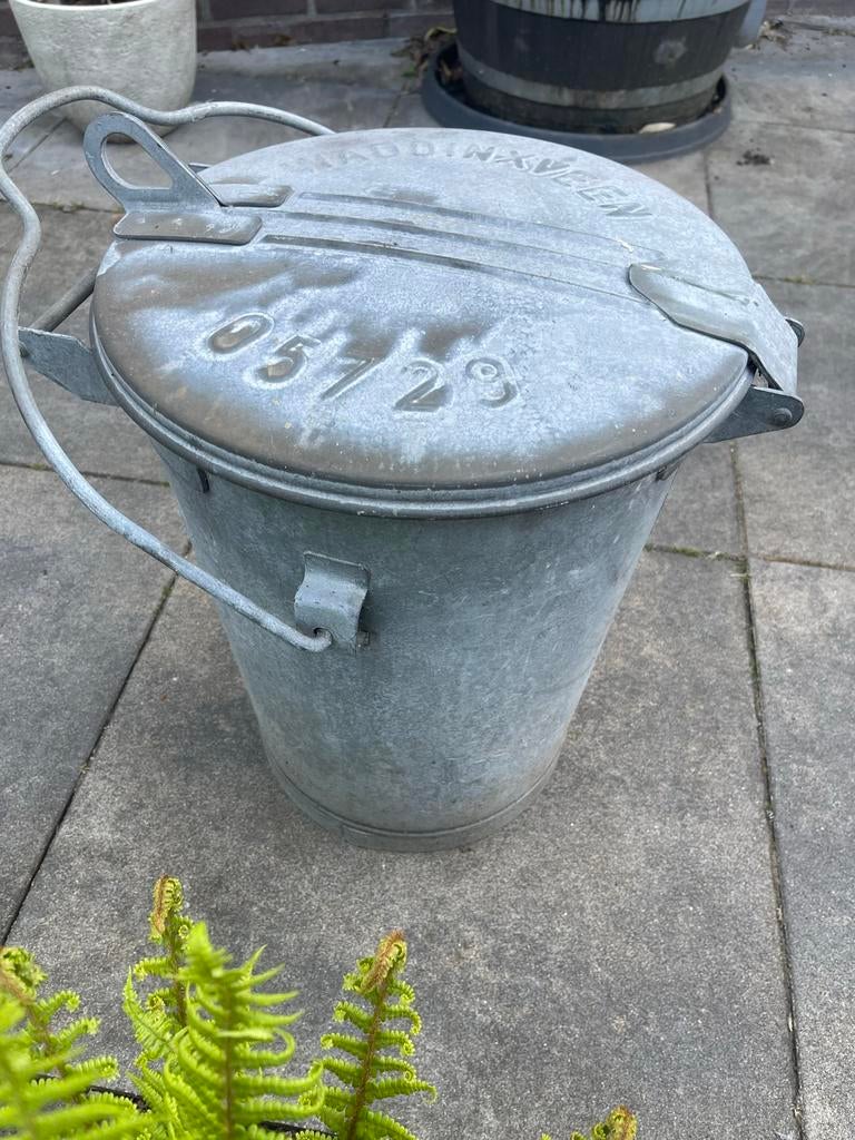 Vintage Zinken Emmer met Deksel - Waddinxveen, Ophalen