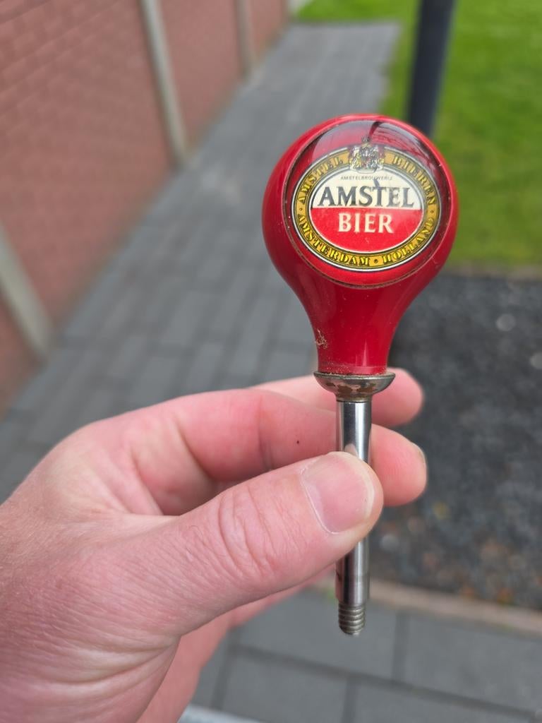 Biertap knop met oud amstel logo, Ophalen of Verzenden, Amstel