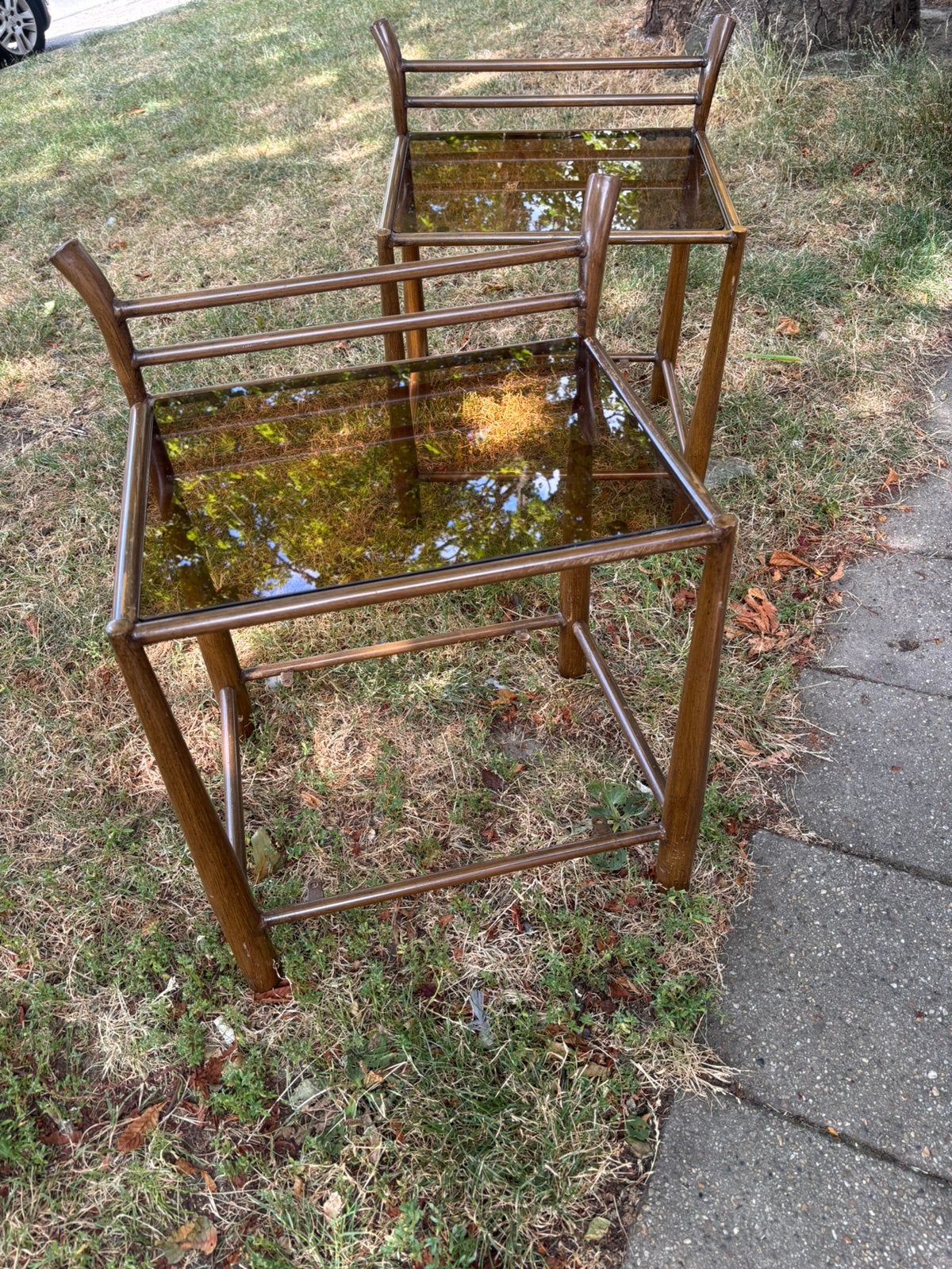 2 jaren 70 vintage bijzettafels, Huis en Inrichting, Tafels | Sidetables, Ophalen