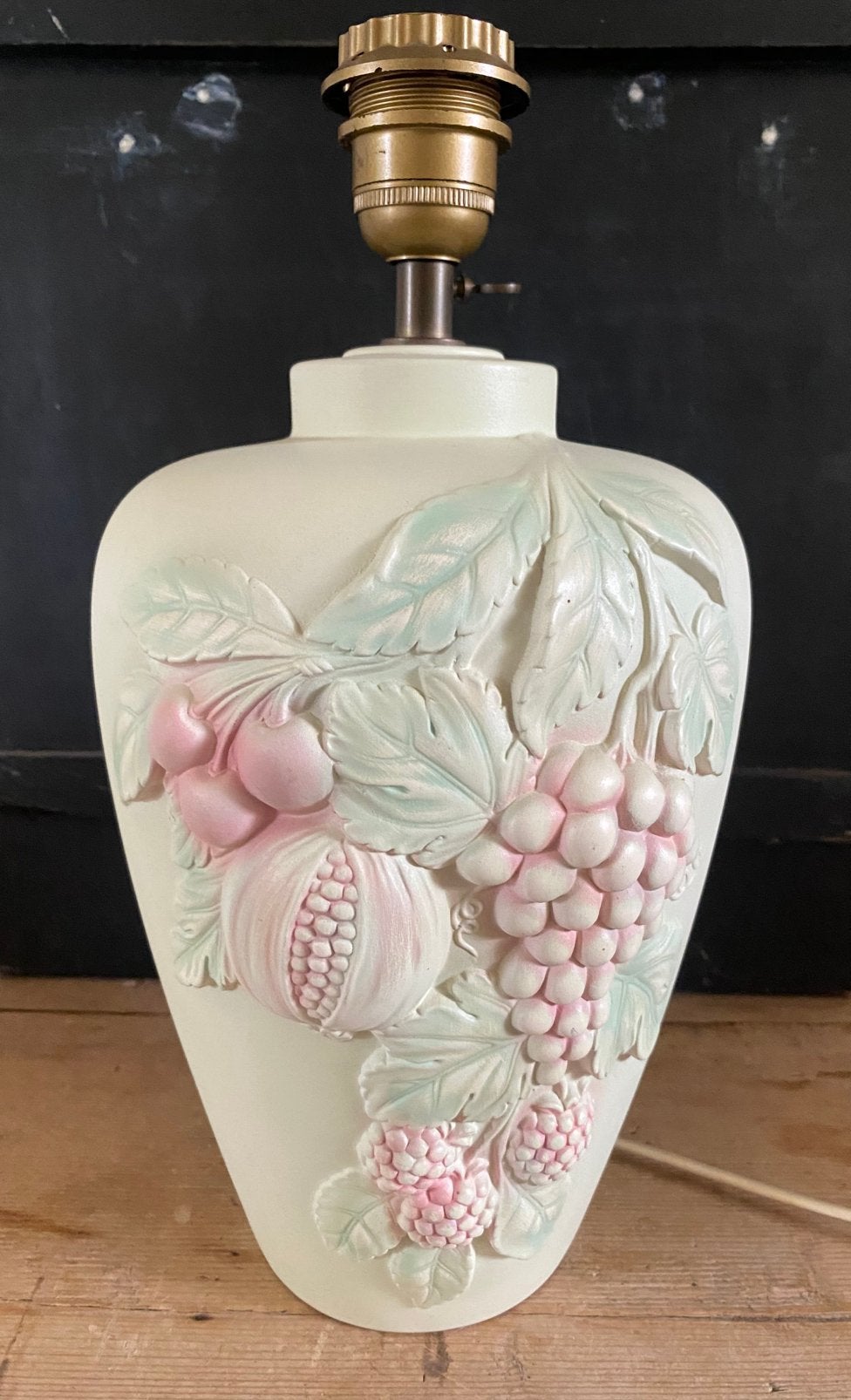 Herda tafellamp van keramiek met fruit, Overige merken, Vintage, Met schakelaar, Zo goed als nieuw