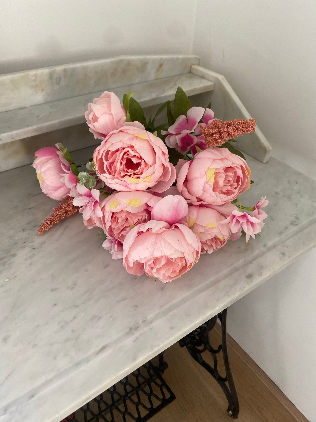 Kunstbloemen boeketje roze - Decoratieve zijden bloemen, Binnen, Roze, Nieuw, Textiel