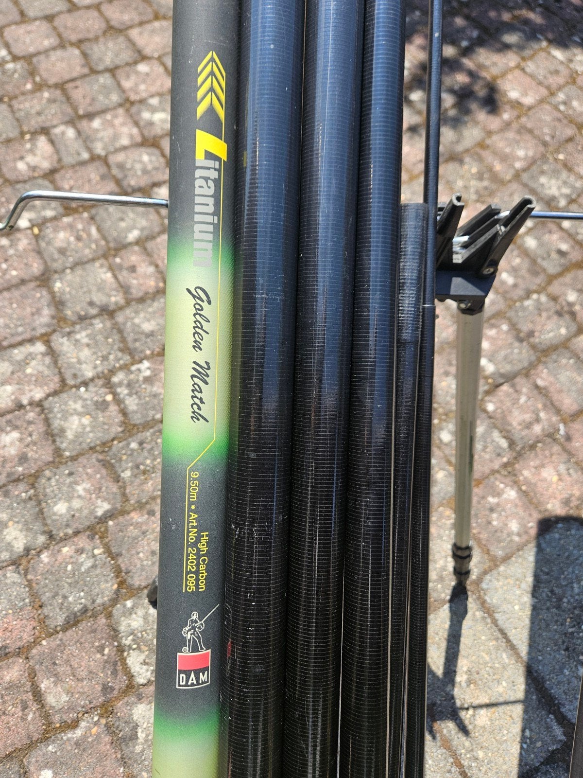 DAM Litanium Golden Match vishengel 9.5m incl. beschermkoker, Ophalen, Gebruikt, Vaste hengel