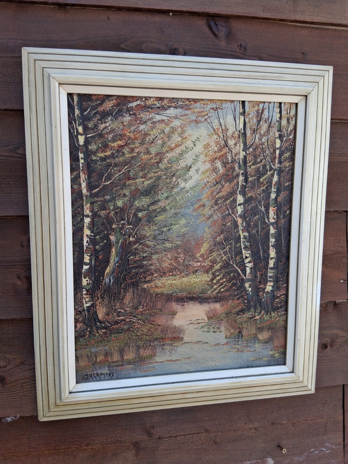 Schilderij.... berken bomen, Doek, Oud hollands, Origineel werk, Ophalen of Verzenden