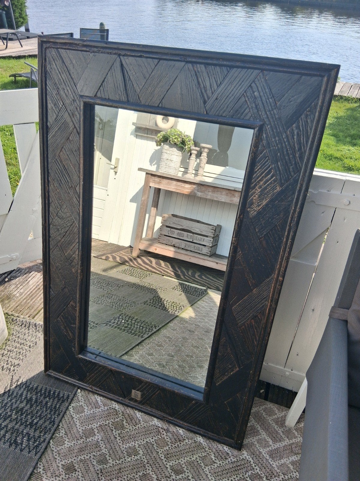 Spiegel Riviera Maison 120 x 80 visgraat, Ophalen, 100 tot 150 cm, Zo goed als nieuw, 75 tot 100 cm
