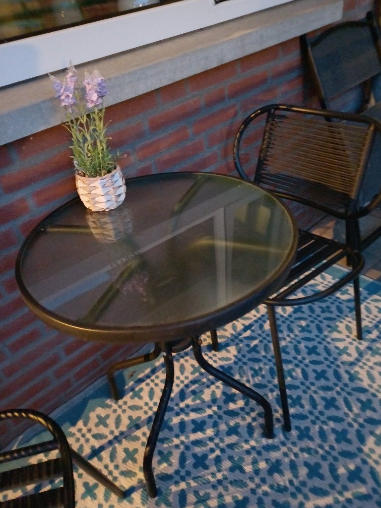 Balkonset zwart staal, Overige materialen, Gebruikt, Tuinset, Ophalen