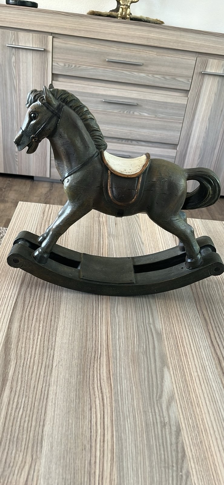Brocante hobbelpaard hout 38 cm, Antiek en Kunst, Ophalen of Verzenden