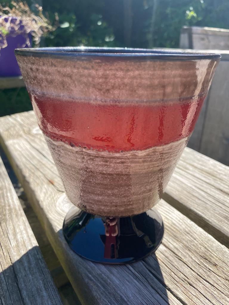 Prachtige vintage bloempot op voet WGP fat lava stijl, Ophalen of Verzenden, Gebruikt, Overige kleuren